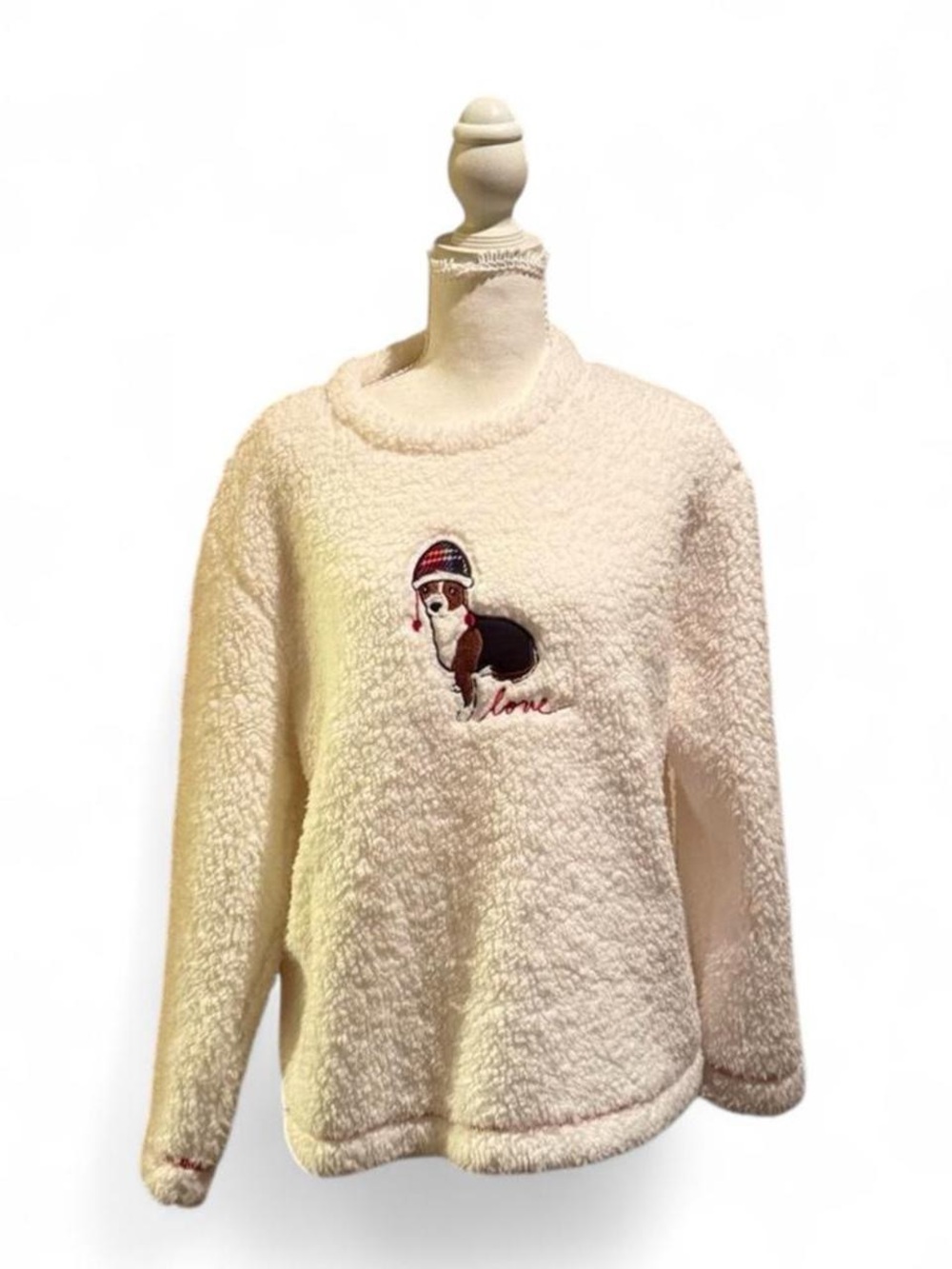 Fuzzy White Dog Sweater